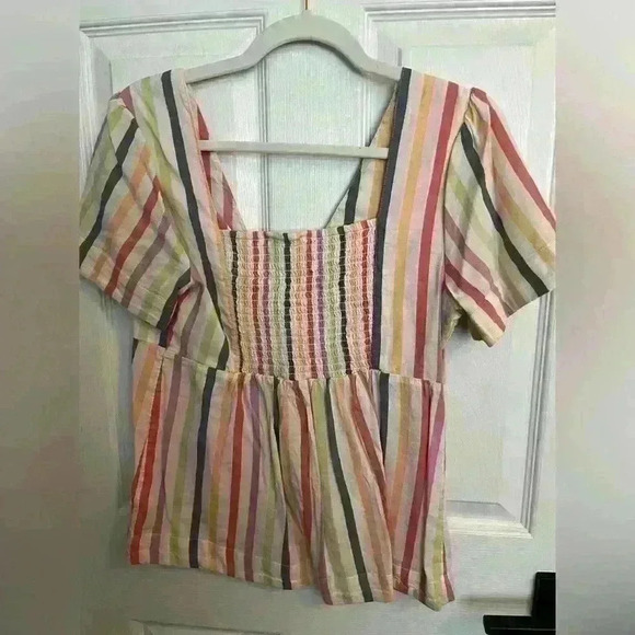Old Navy Tie Front Multicolor Striped Blouse - Picture 3 of 3